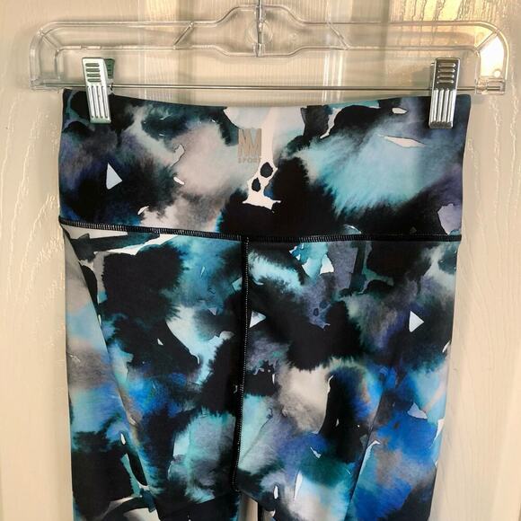 Nicole Miller Sport Size Small Athletic Leggings Blue Black Watercolor Print - Picture 5 of 7